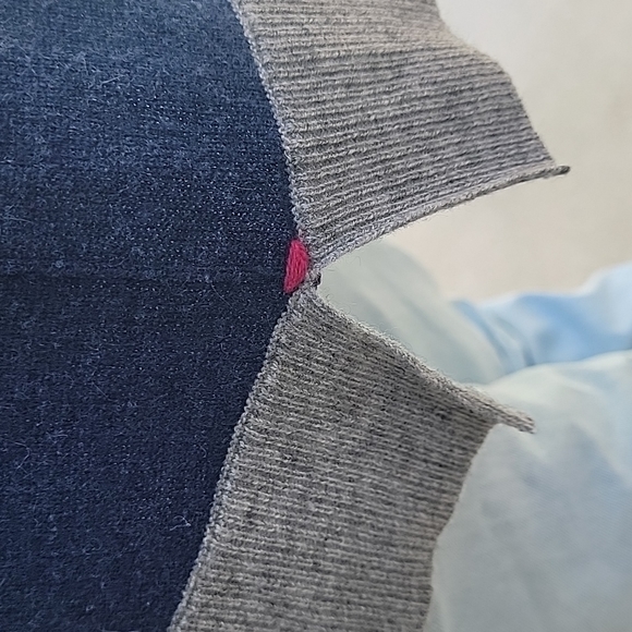 Label + Thread Wool Cashmere Colorblock Sweater | Grey Navy Cream | Size S - Picture 5 of 13